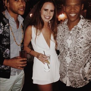 ANGL Plunging Neckline White Romper